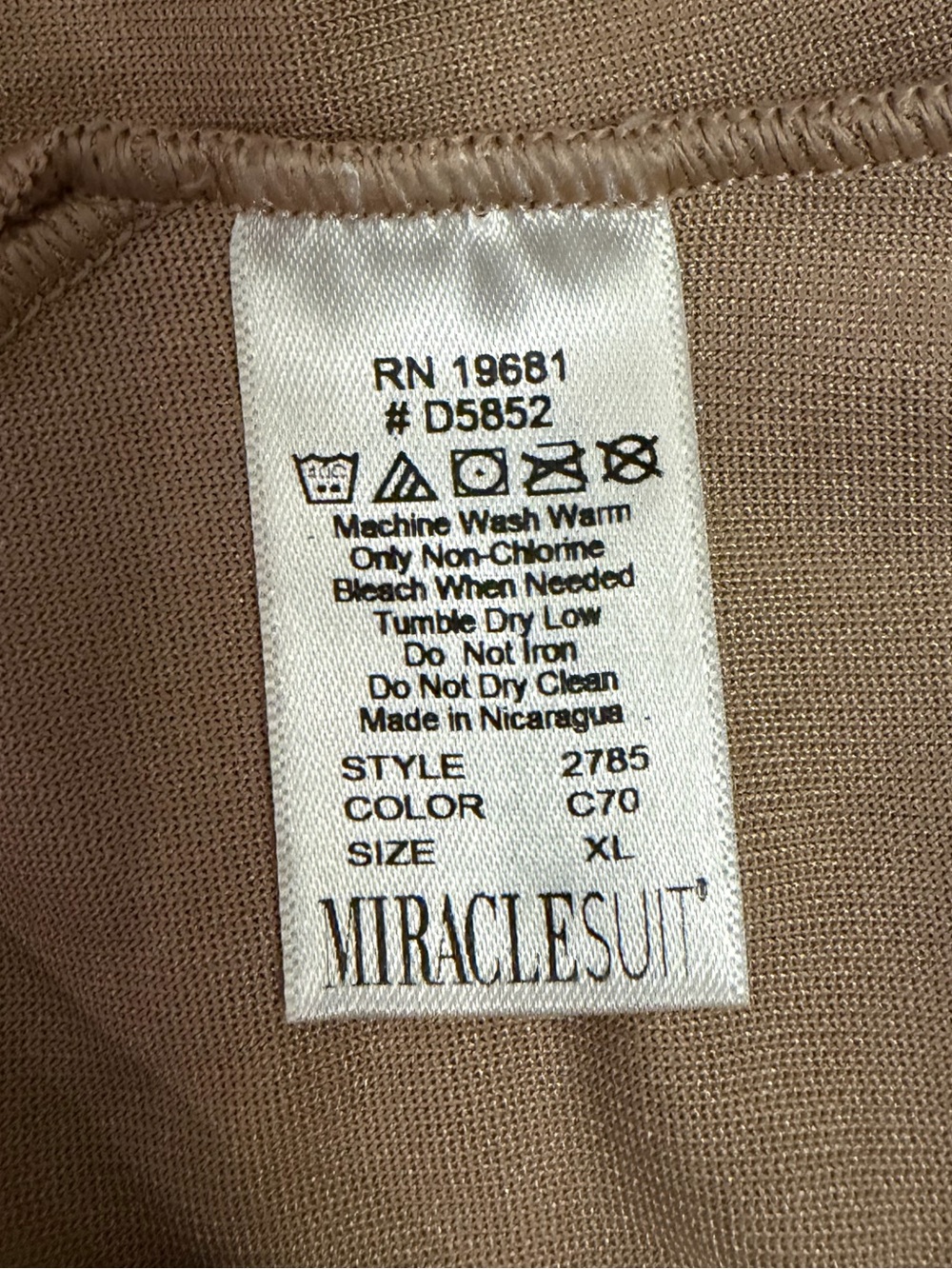 Miraclesuit Hi Waist Brief Shapewear NWT Stucco Beige XL Extra Firm Control - Picture 6 of 6